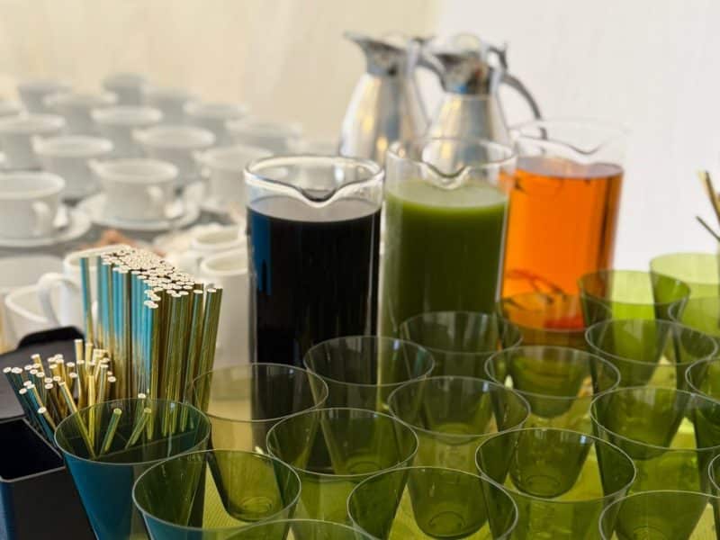 Drinks made with sustainably sourced ingredients for a brand launch catering event