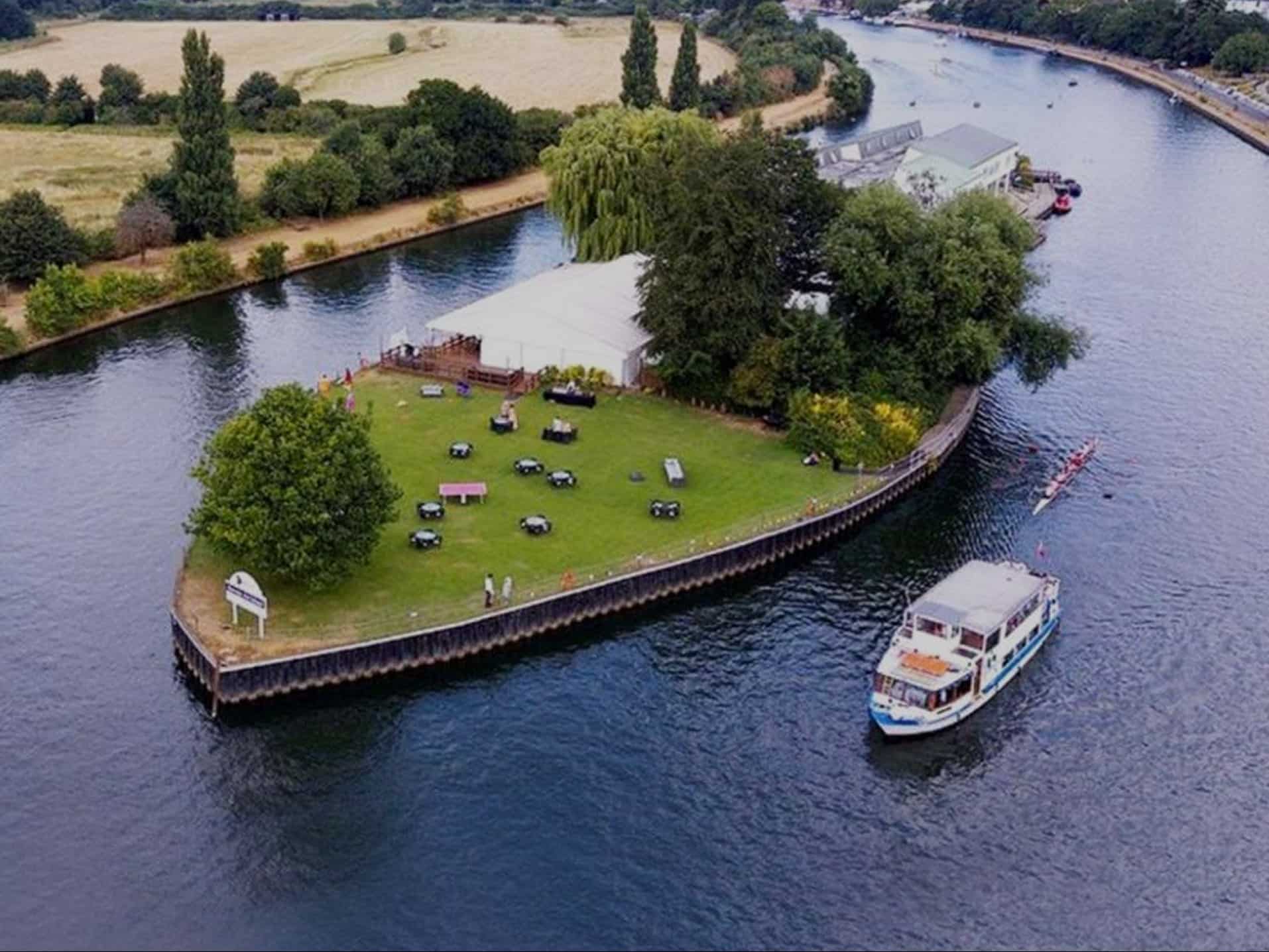 Ravens Ait Venue Aerial Image on the River Thames